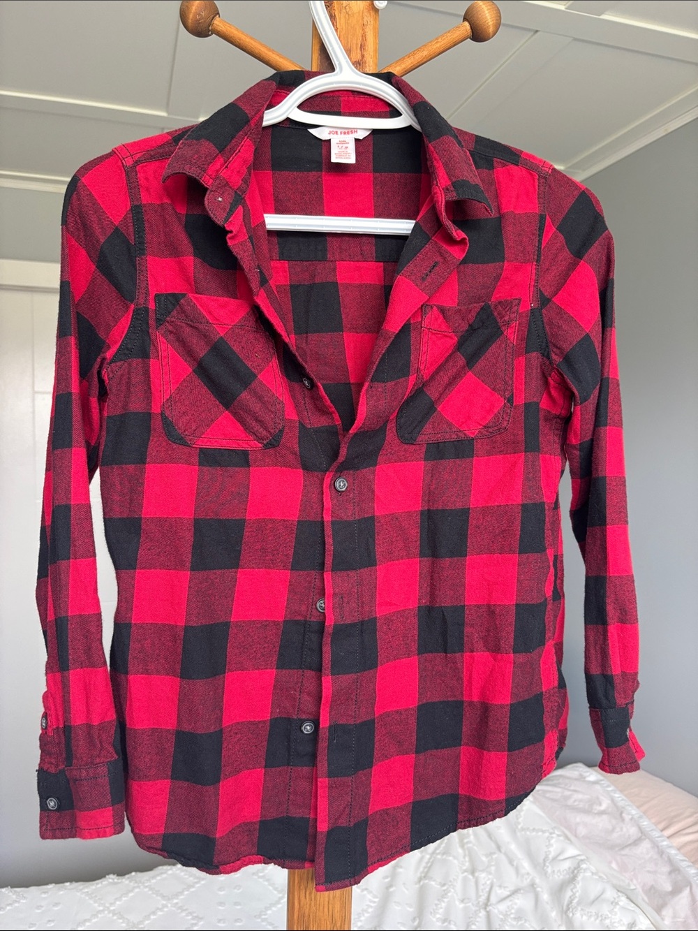 Joe Fresh Red and Black Buffalo Plaid Button-Down Shirt